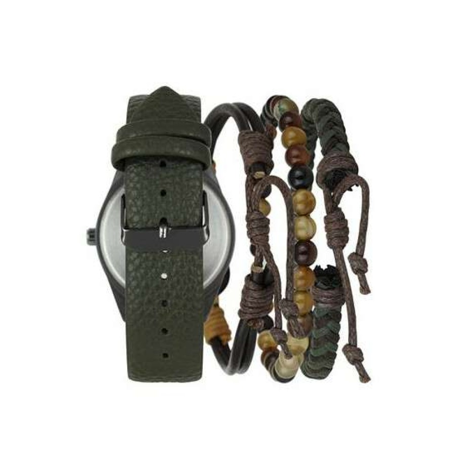 Jewelry & Watches INC International Concepts | Coupon Inc International Concepts Men'S Strap Watch 43Mm Gift Set, Created For Macy'S Green