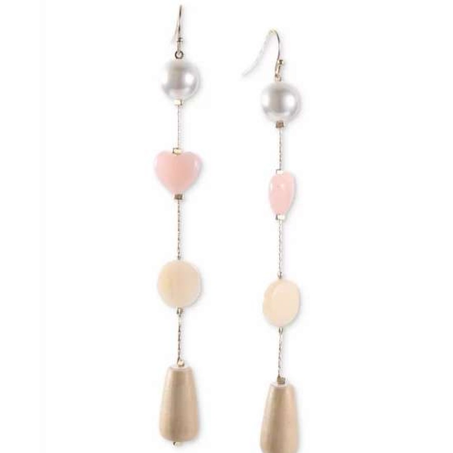 Jewelry & Watches INC International Concepts | Hot Sale Inc International Concepts Gold-Tone Bead & Imitation Pearl Natural Pearl Linear Earrings, Created For Macy'S Neutral