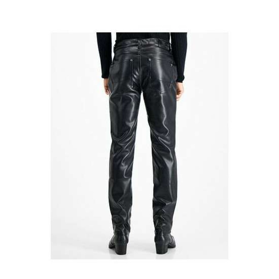 Women INC International Concepts | Hot Sale Inc International Concepts Men'S Slim-Straight Fit Faux-Leather Jeans, Created For Macy'S Deep Black