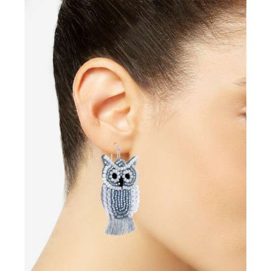 Jewelry & Watches INC International Concepts | Top 10 Inc International Concepts Silver-Tone Owl Statement Earrings, Created For Macy'S White