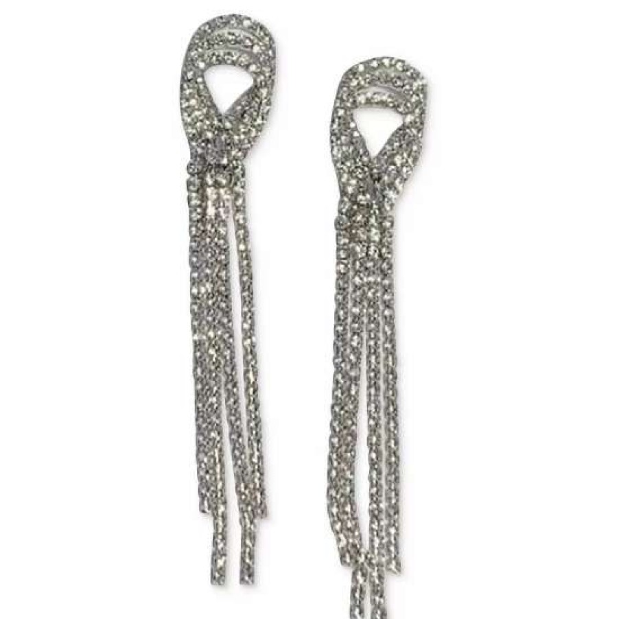 Jewelry & Watches INC International Concepts | Buy Inc International Concepts Tone Rhinestone Chain Statement Earrings, Created For Macy'S Silver