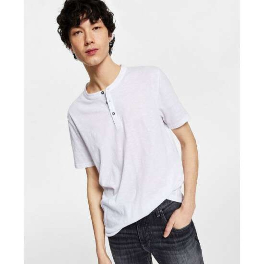 Men INC International Concepts | Cheapest Inc International Concepts Men'S Henley Shirt, Created For Macy'S White Pure