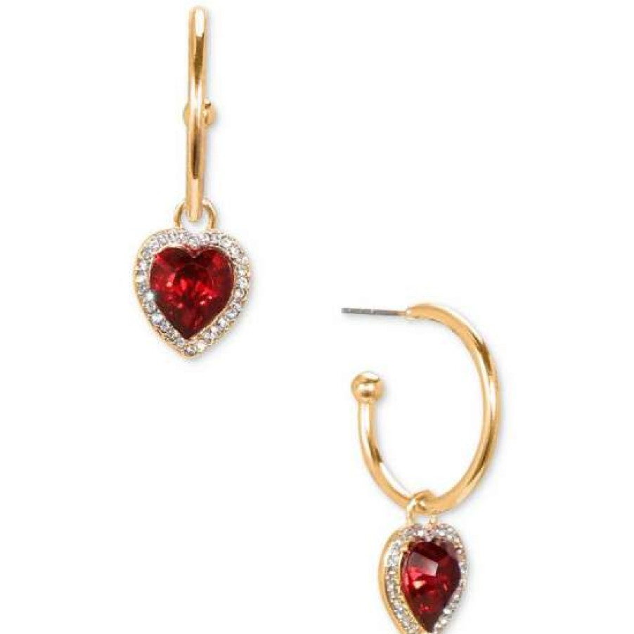 Jewelry & Watches INC International Concepts | Cheap Inc International Concepts Gold-Tone Heart Hoop Earrings, Created For Macy'S Red