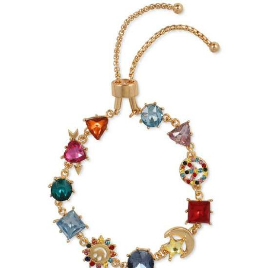 Jewelry & Watches INC International Concepts | New Inc International Concepts Gold-Tone Color Crystal & Stone Mixed Charm Slider Bracelet, Created For Macy'S Multi