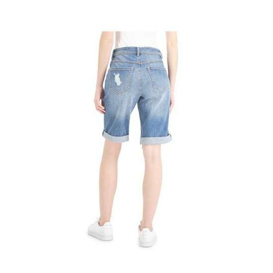 Women INC International Concepts | New Inc International Concepts Curvy Mid Rise Ripped Bermuda Shorts, Created For Macy'S Medium Indigo