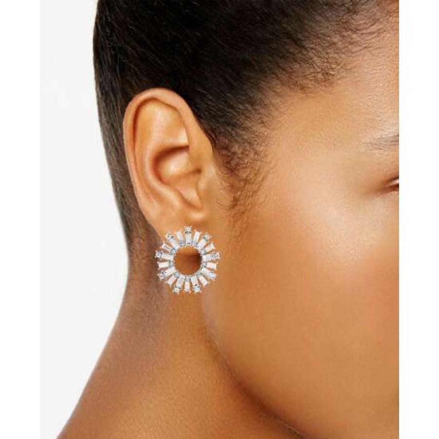 Jewelry & Watches INC International Concepts | Flash Sale Inc International Concepts Tone Mixed Crystal Open Stud Earrings, Created For Macy'S Silver