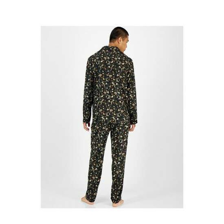 Men INC International Concepts | Best Pirce Inc International Concepts I.N.C. International Concepts Men'S 2-Pc. Floral-Print Pajama Set, Created For Macy'S Black/Green