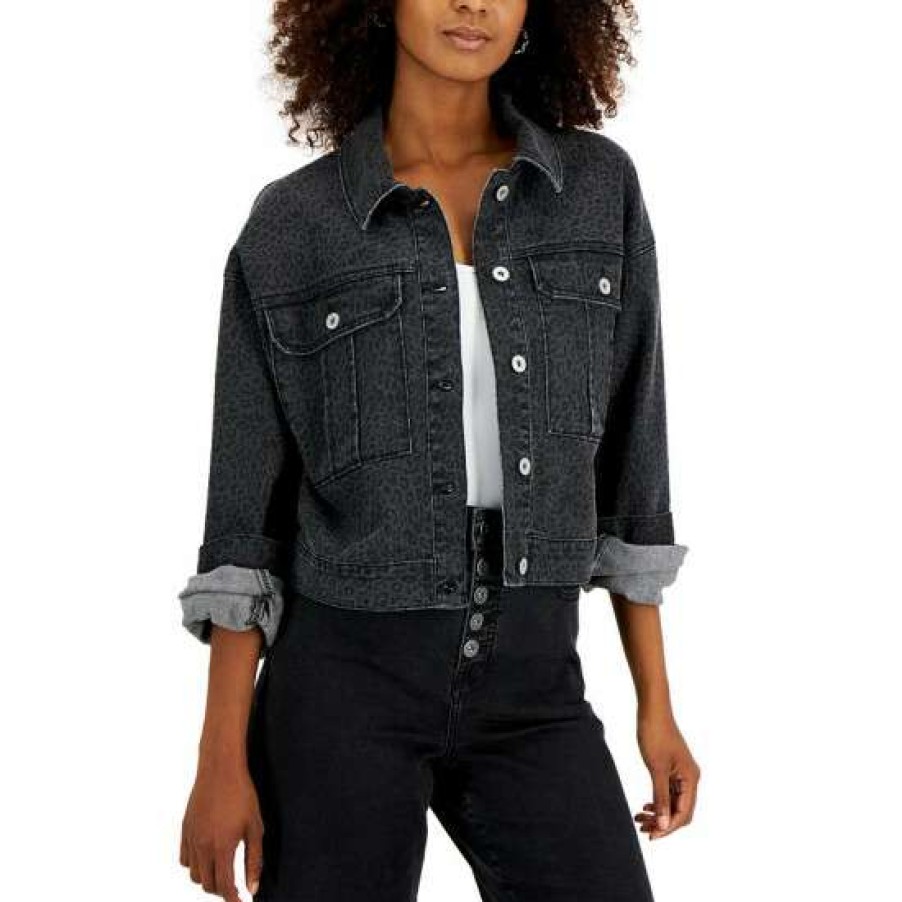 Women INC International Concepts | Best Pirce Inc International Concepts Women'S Printed Denim Tucker Jacket, Created For Macy'S Chi Chi Cheetah