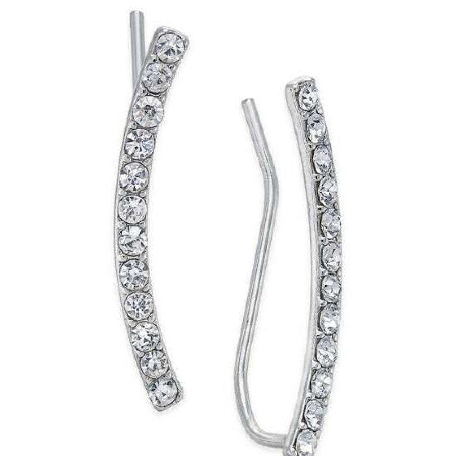 Jewelry & Watches INC International Concepts | Promo Inc International Concepts Tone Pave Crystal Ear Climbers, Created For Macy'S Silver