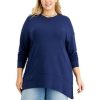 Women INC International Concepts | Wholesale Inc International Concepts Plus Size Side-Slit Tunic, Created For Macy'S Indigo Sea