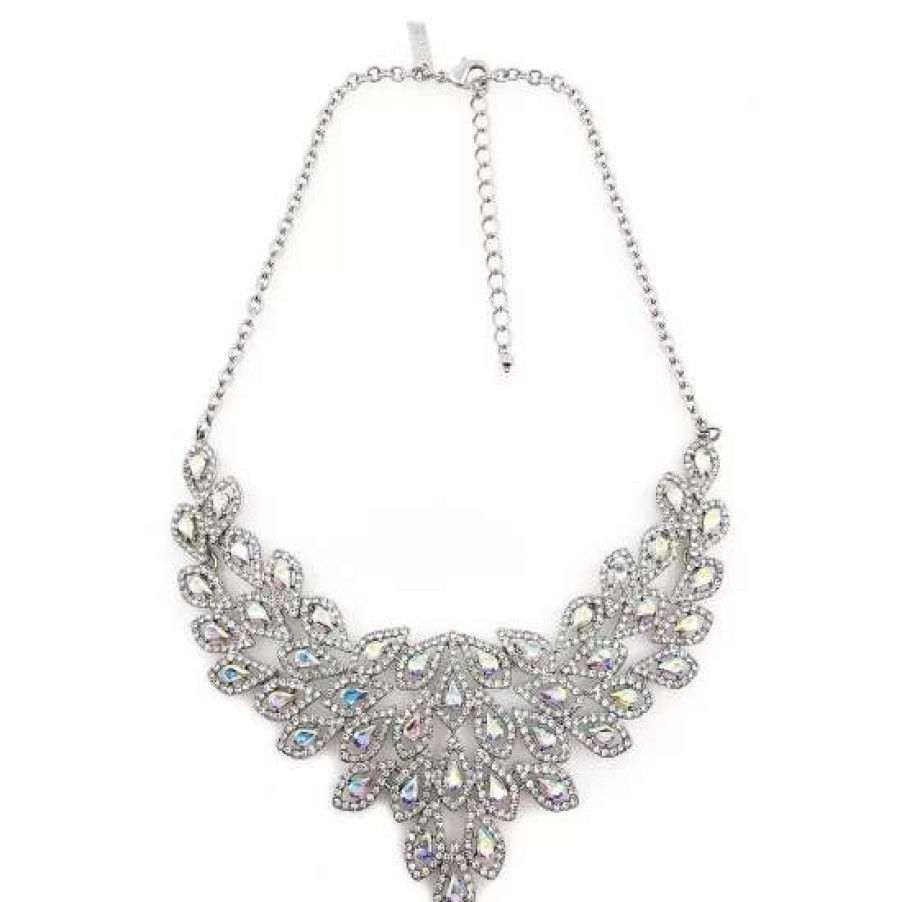 Jewelry & Watches INC International Concepts | Best Sale Inc International Concepts Tone Crystal Teardrop Statement Necklace, 17 + 3 Extender, Created For Macy'S Silver