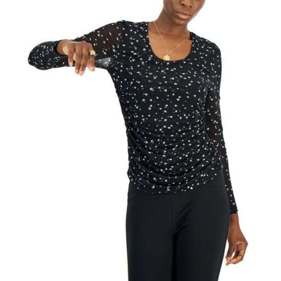 Women INC International Concepts | Coupon Inc International Concepts Petite Printed Side-Ruched Mesh Top, Created For Macy'S Riley Ditsy Floral