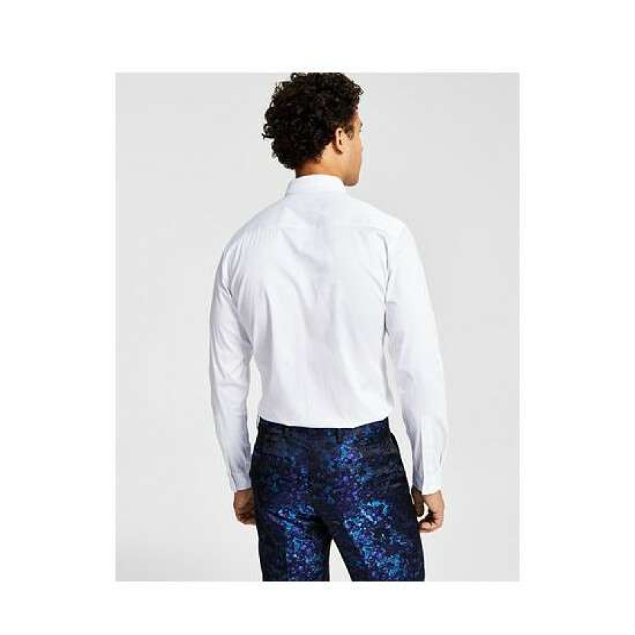 Men INC International Concepts | Best Sale Inc International Concepts Men'S Long-Sleeve Embellished-Collar Shirt, Created For Macy'S Bright White