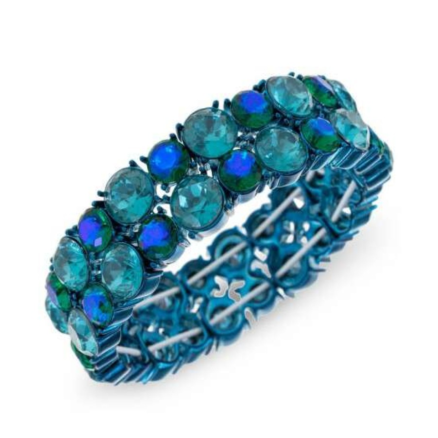 Jewelry & Watches INC International Concepts | Coupon Inc International Concepts Metallic Tone Color Mixed Stone Stretch Bracelet, Created For Macy'S Blue