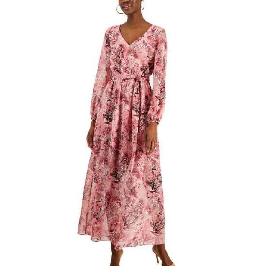 Women INC International Concepts | Top 10 Inc International Concepts Women'S Printed Long-Sleeve Maxi Dress, Created For Macy'S Inc Blush Combo