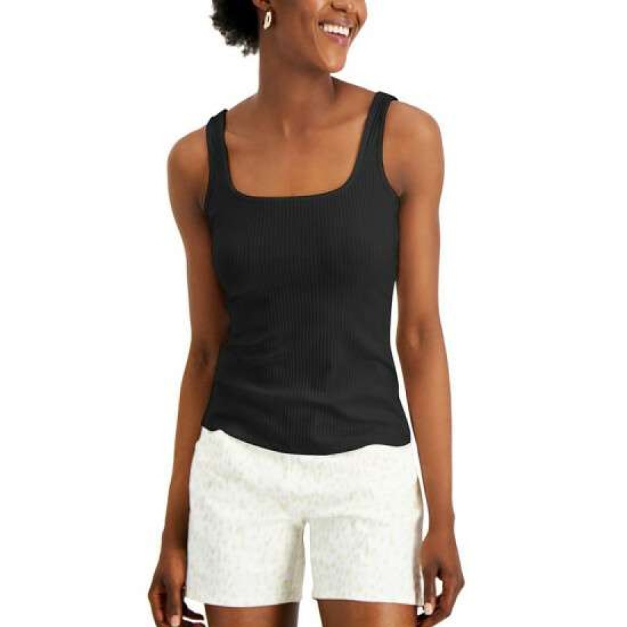 Women INC International Concepts | Best Deal Inc International Concepts Women'S Square Neck Rib Tank, Created For Macy'S