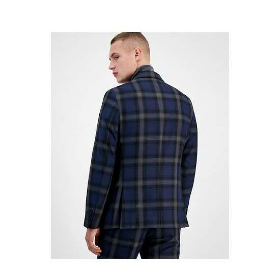 Men INC International Concepts | Best Deal Inc International Concepts Men'S Slim-Fit Shadow Plaid Suit Jacket, Created For Macy'S Basic Navy