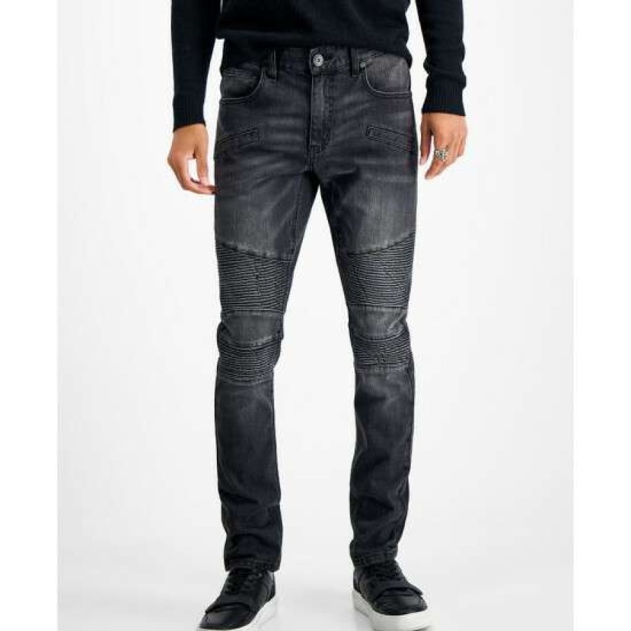 Women INC International Concepts | Brand New Inc International Concepts Men'S Herbie Skinny-Fit Moto Jeans, Created For Macy'S Black Wash