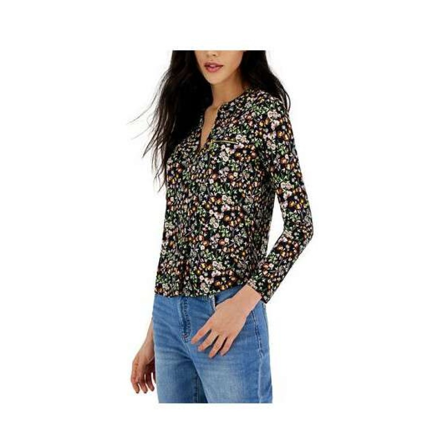 Women INC International Concepts | Top 10 Inc International Concepts Petite Printed Zip-Pocket Top, Created For Macy'S Diana Ditsy