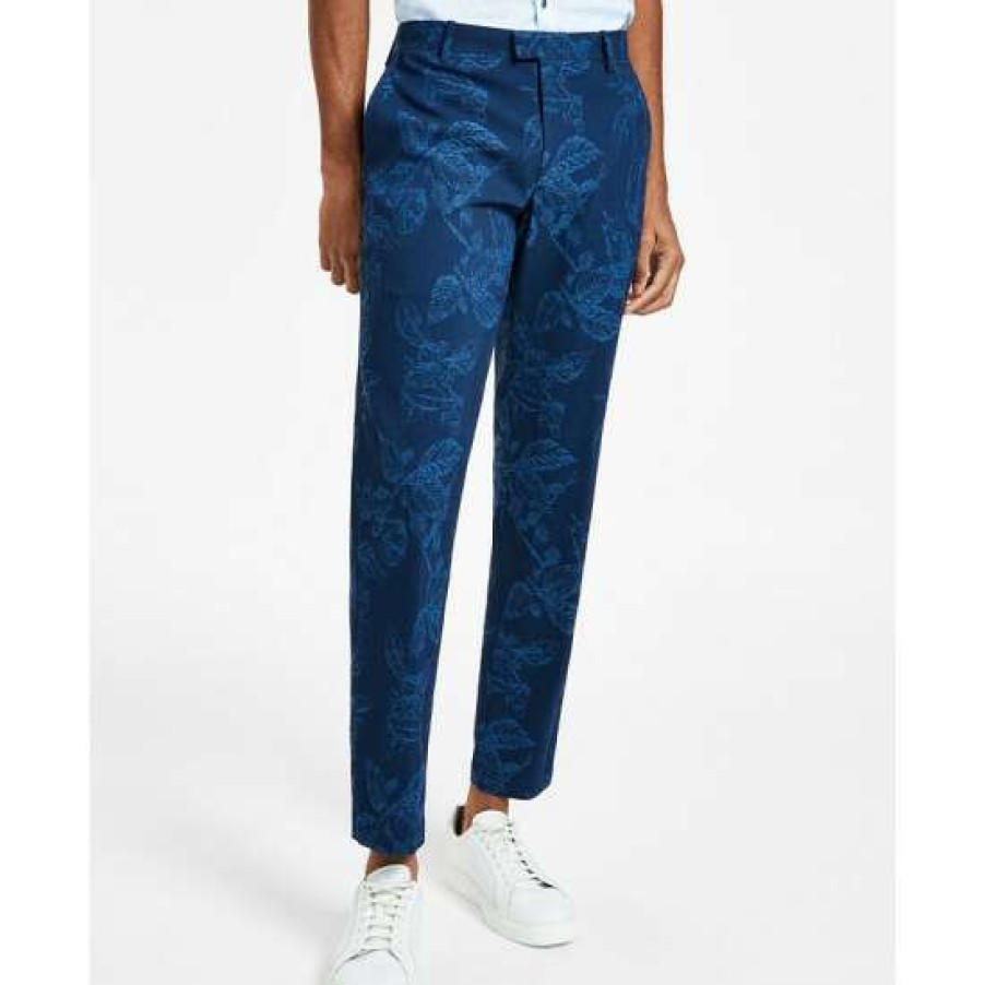 Men INC International Concepts | Brand New Inc International Concepts Men'S Finley Slim-Fit Foliage Print Pants, Created For Macy'S Basic Navy