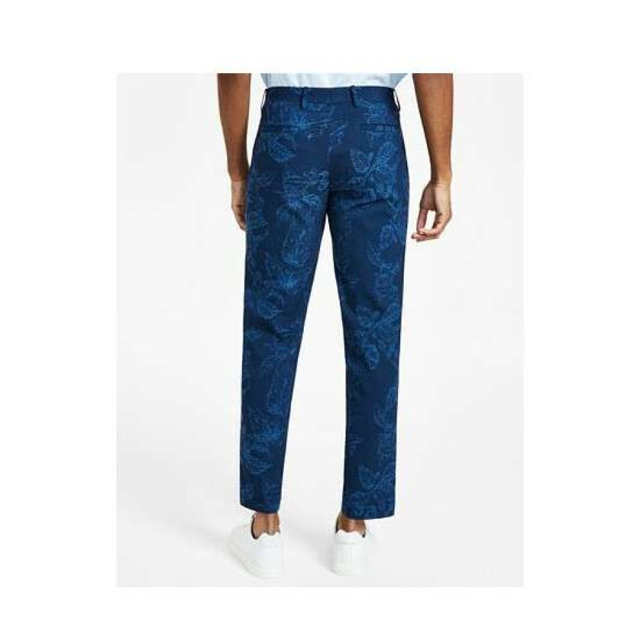 Men INC International Concepts | Brand New Inc International Concepts Men'S Finley Slim-Fit Foliage Print Pants, Created For Macy'S Basic Navy