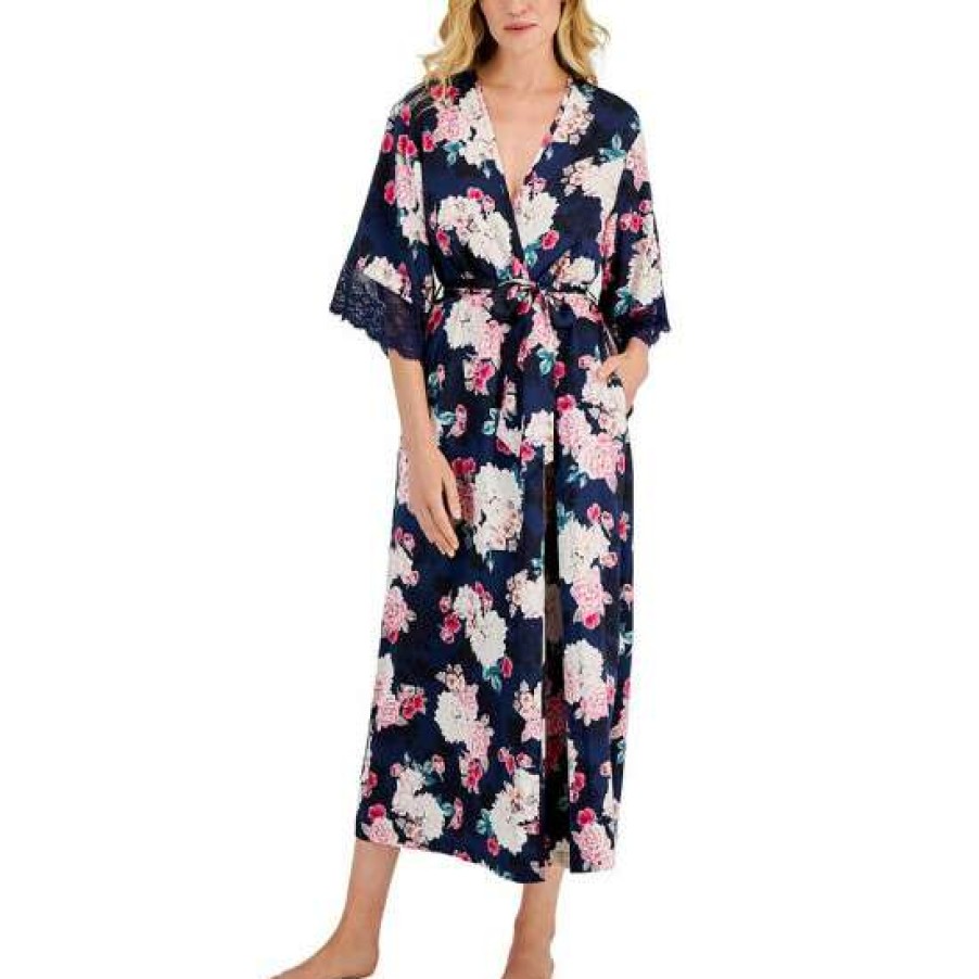 Women INC International Concepts | Best Sale Inc International Concepts Women'S Bouquet Lace-Trim Long Wrap Robe, Created For Macy'S Bouquet Floral