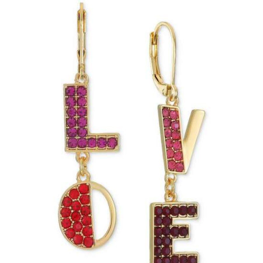 Jewelry & Watches INC International Concepts | Discount Inc International Concepts Tone Multicolor Pave Love Mismatch Drop Earrings, Created For Macy'S Gold