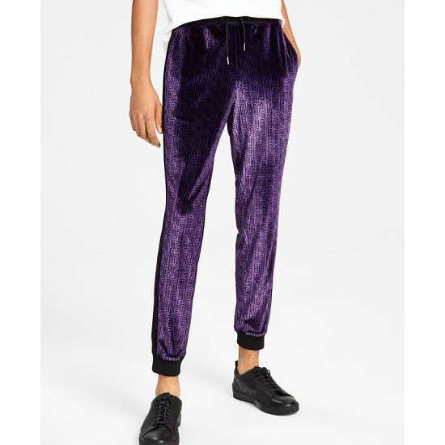 Men INC International Concepts | Best Deal Inc International Concepts Men'S Gemini Classic-Fit Geometric Tracksuit Pants, Created For Macy'S Deep Purple