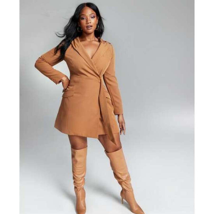 Women INC International Concepts | Best Reviews Of Inc International Concepts Ade Samuel For Inc Women'S Hooded Blazer Dress, Created For Macy'S Tranquil Brown