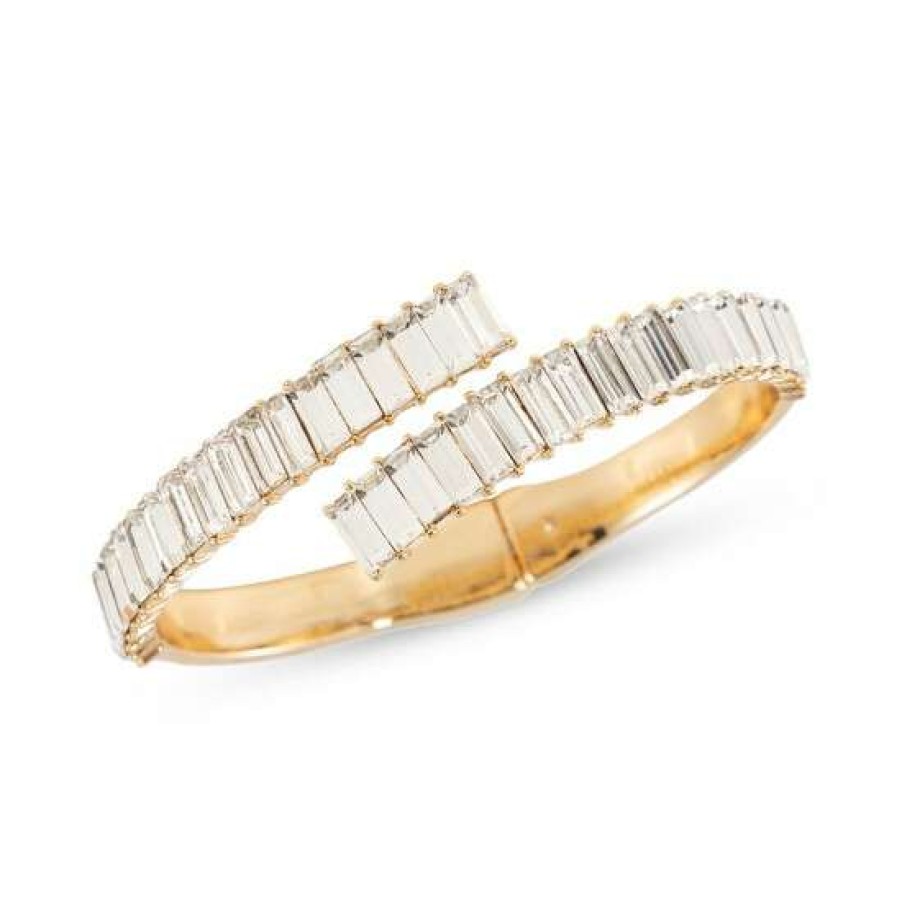 Jewelry & Watches INC International Concepts | Best Pirce Inc International Concepts Gold-Tone Baguette Bypass Cuff Bracelet, Created For Macy'S Crystal