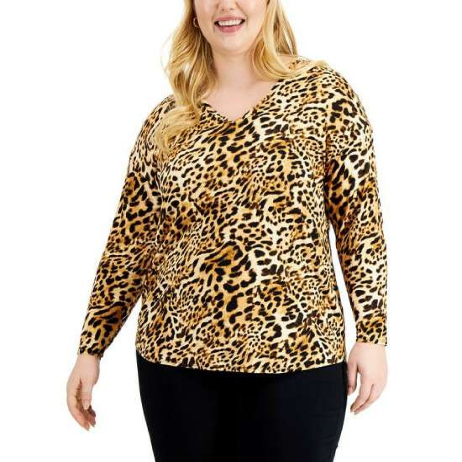 Women INC International Concepts | Cheap Inc International Concepts Plus Size Leopard-Print V-Neck Tunic, Created For Macy'S Caterina Cheetah