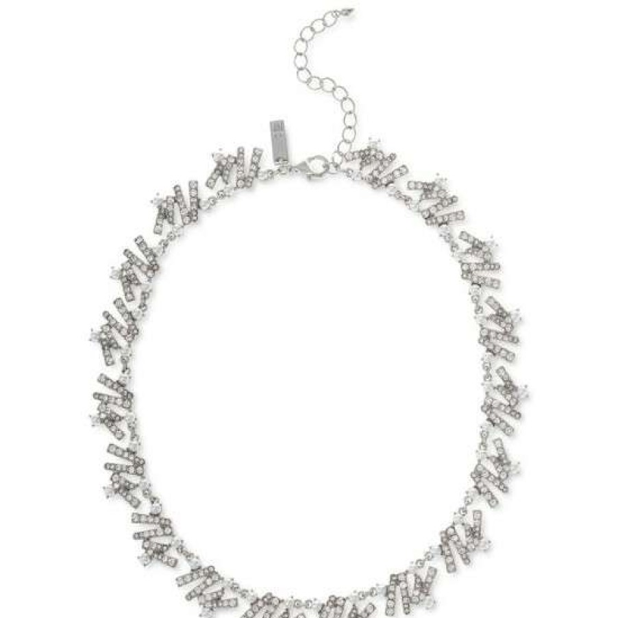 Jewelry & Watches INC International Concepts | Coupon Inc International Concepts Silver-Tone Pave & Imitation Pearl Stick All-Around Collar Necklace, 17 + 3 Extender, Created For Macy'S Crystal