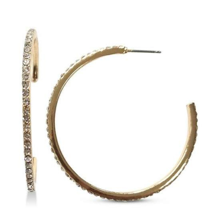 Jewelry & Watches INC International Concepts | Best Deal Inc International Concepts Medium Pave Open Hoop Earrings, 1.78, Created For Macy'S