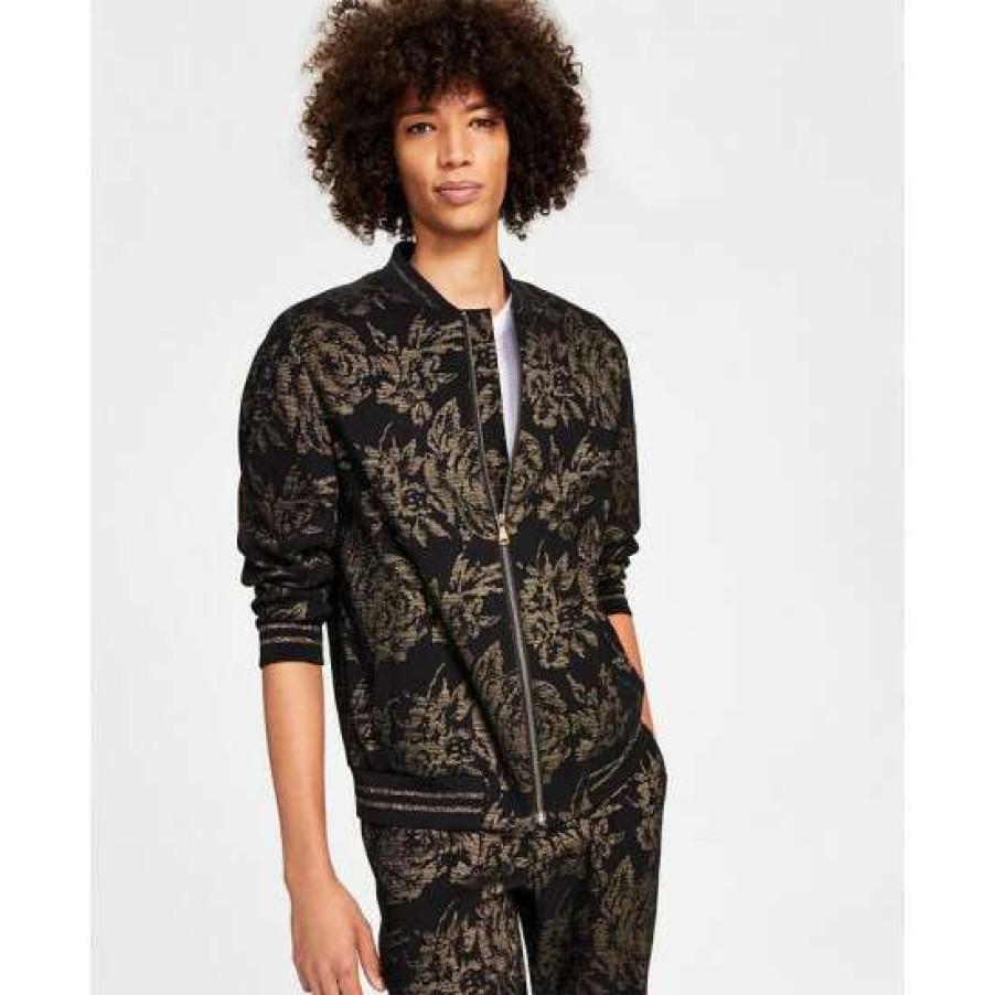 Men INC International Concepts | Buy Inc International Concepts Men'S Duran Classic-Fit Floral Jacquard Tracksuit Jacket, Created For Macy'S Deep Black