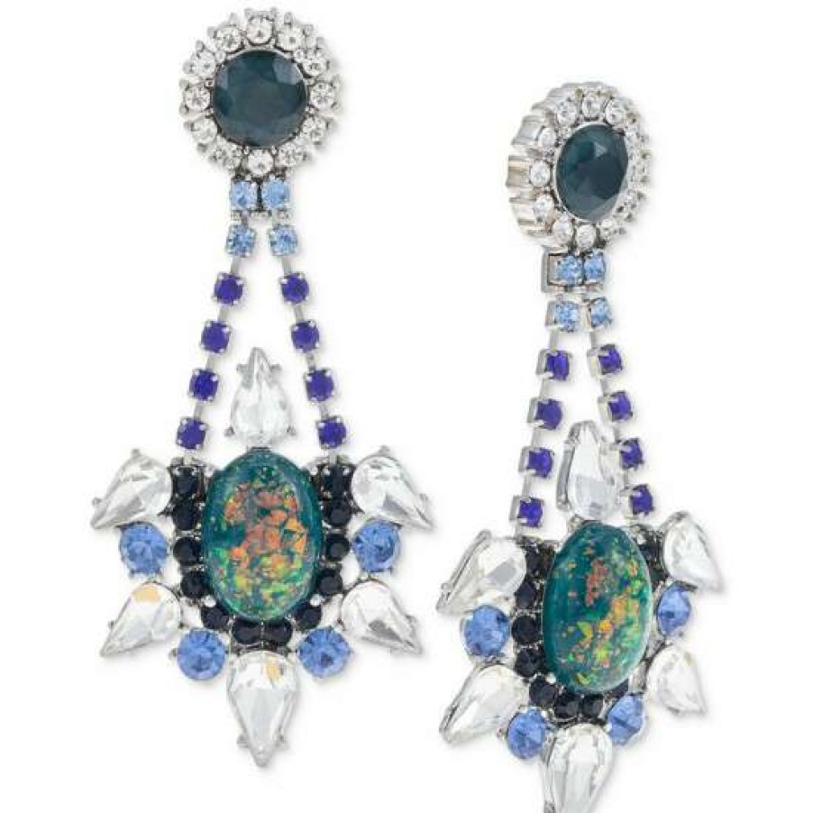 Jewelry & Watches INC International Concepts | Best Pirce Inc International Concepts Silver-Tone Mixed Stone Statement Earrings, Created For Macy'S