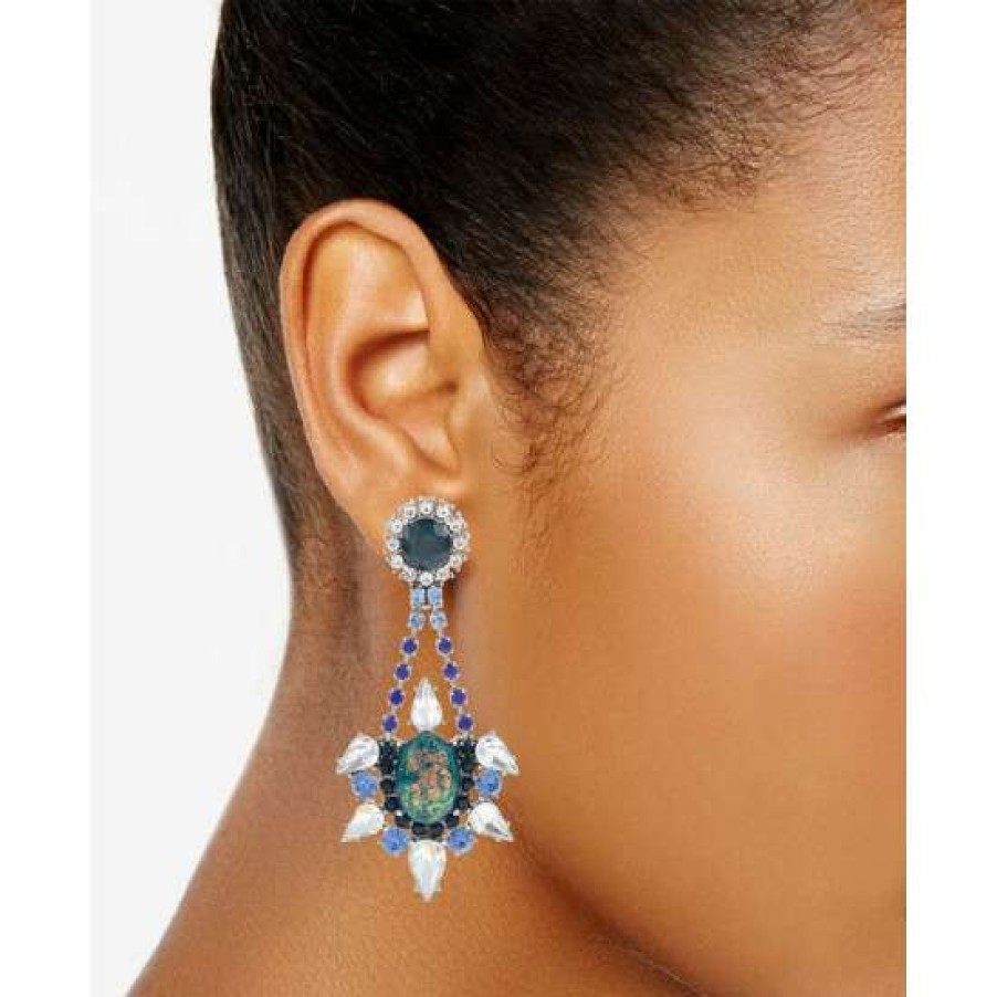 Jewelry & Watches INC International Concepts | Best Pirce Inc International Concepts Silver-Tone Mixed Stone Statement Earrings, Created For Macy'S