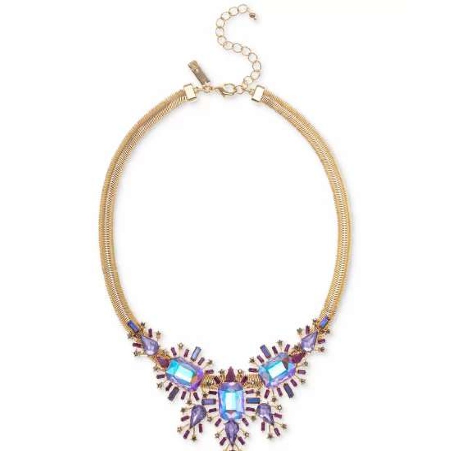 Jewelry & Watches INC International Concepts | Top 10 Inc International Concepts Gold-Tone Mixed Stone Cluster Statement Necklace, 17 + 3 Extender, Created For Macy'S Purple