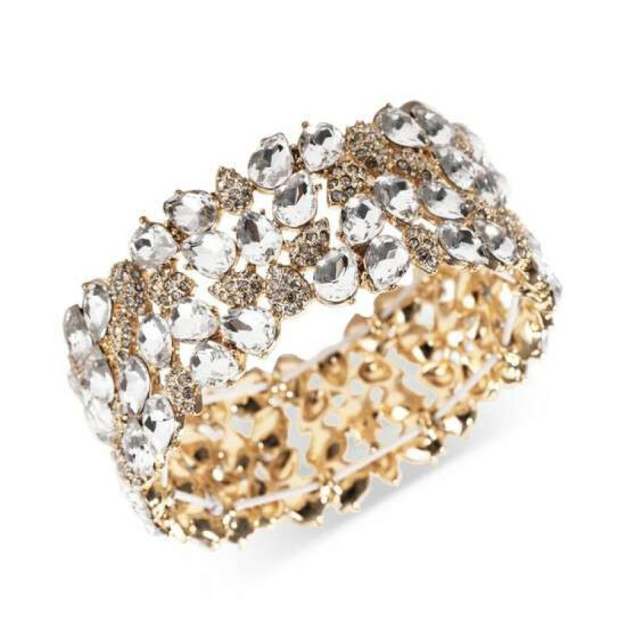 Jewelry & Watches INC International Concepts | Flash Sale Inc International Concepts Tone Multi-Crystal Cluster Stretch Bracelet, Created For Macy'S Gold