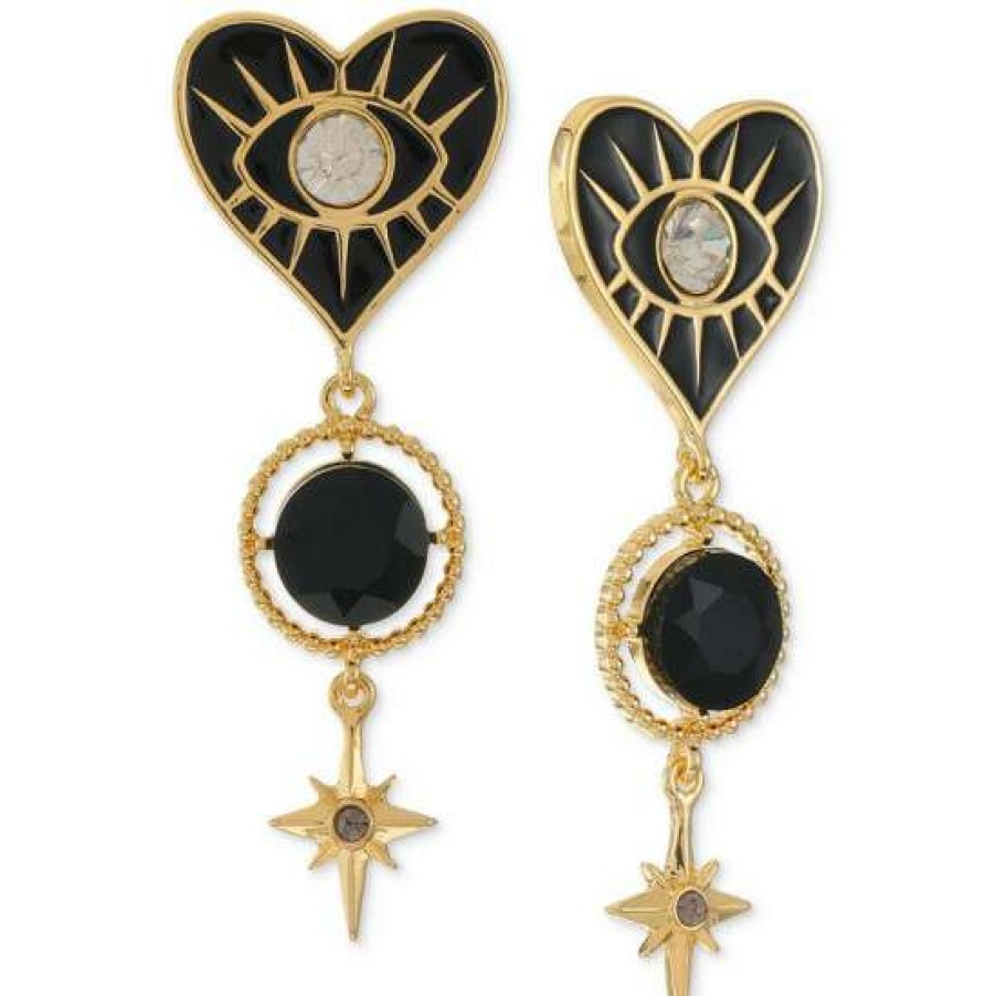 Jewelry & Watches INC International Concepts | Buy Inc International Concepts Gold-Tone Mixed Stone Color Evil Eye Heart Statement Earrings, Created For Macy'S Black