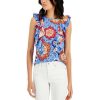 Women INC International Concepts | Flash Sale Inc International Concepts Women'S Printed Ruffled Top, Created For Macy'S Deeta Batik C1