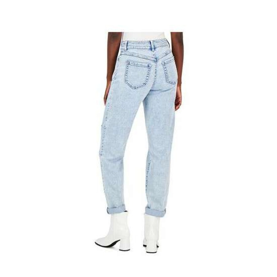 Women INC International Concepts | Promo Inc International Concepts Women'S Mid-Rise Embroidered Boyfriend Jeans, Created For Macy'S Light Indigo