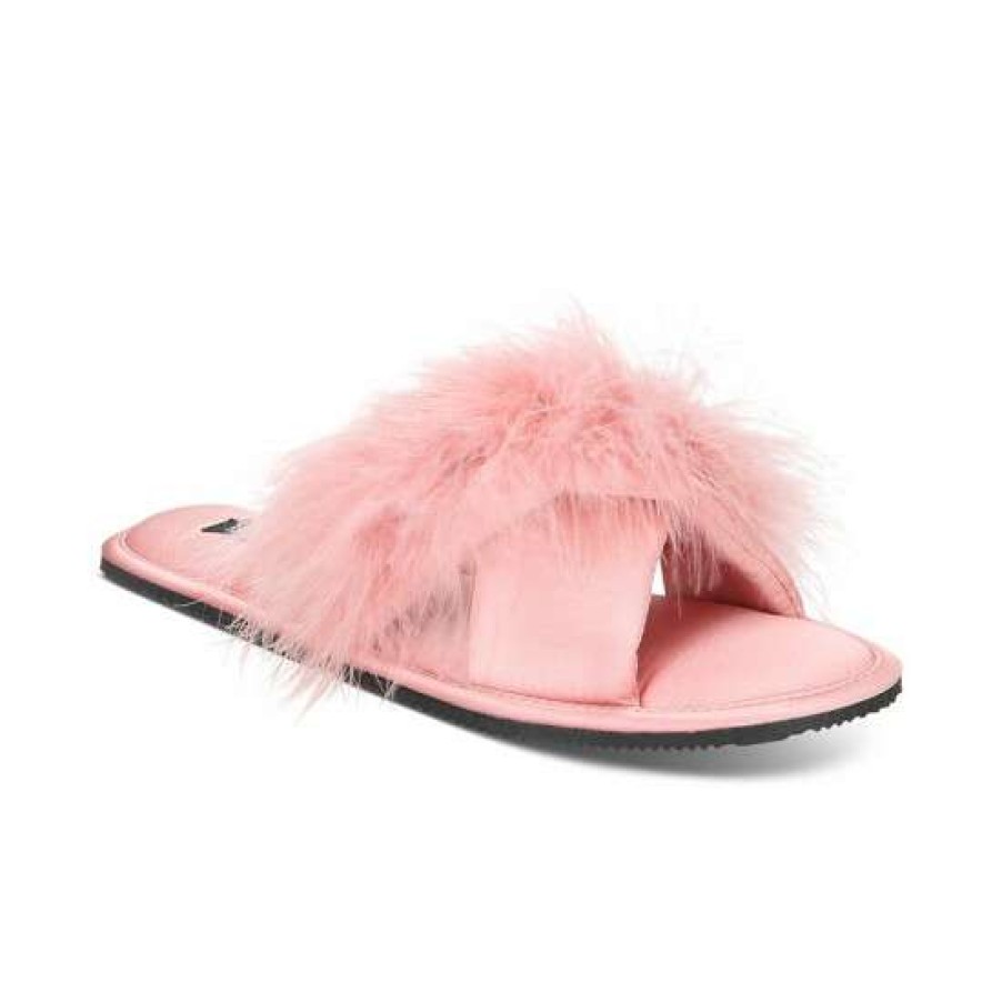 Shoes INC International Concepts | Best Deal Inc International Concepts Women'S Satin Marabou Slide Slippers, Created For Macy'S