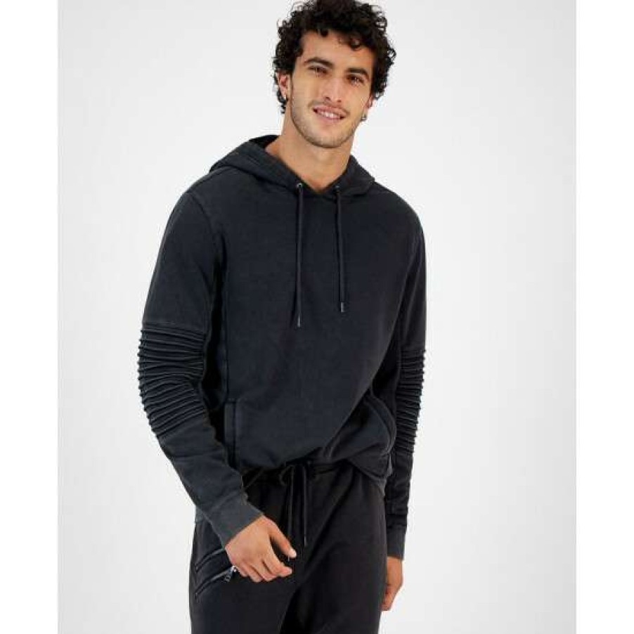 Men INC International Concepts | Best Sale Inc International Concepts I.N.C. International Concepts Men'S Regular-Fit Moto Hoodie, Created For Macy'S Deep Black