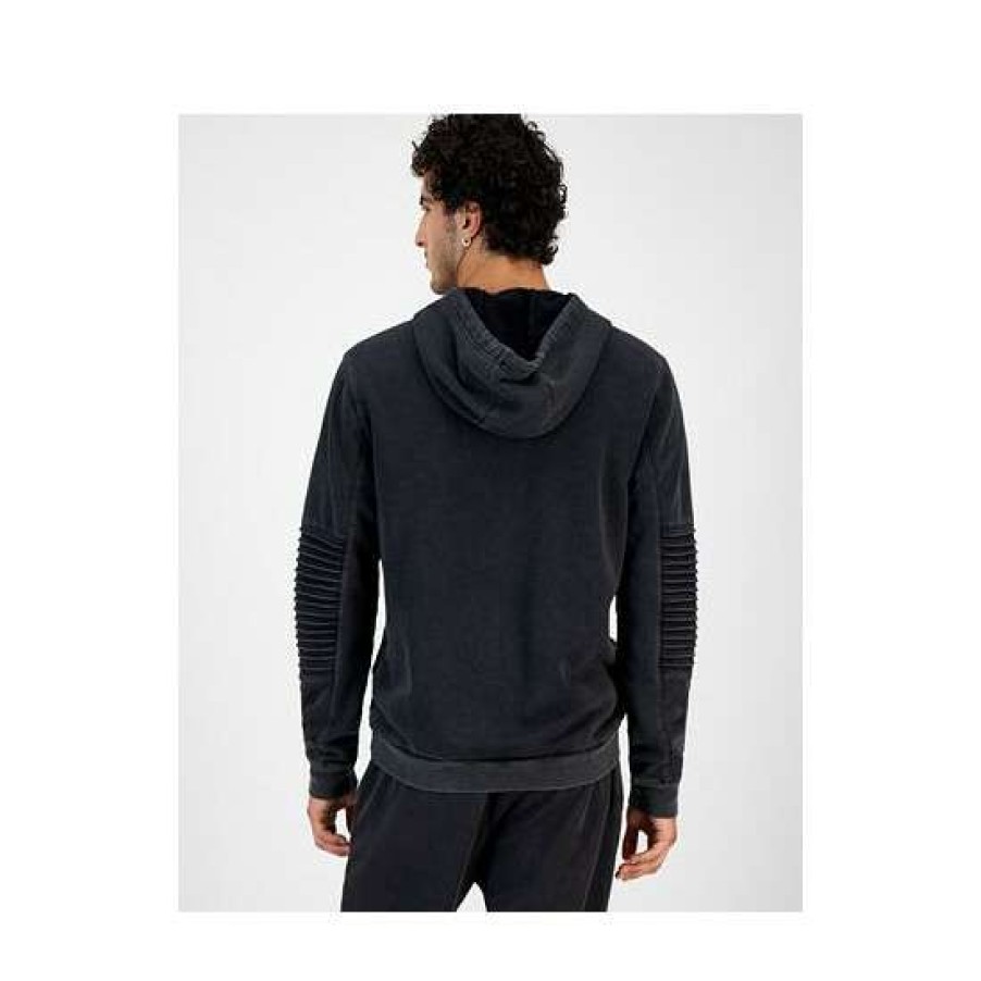 Men INC International Concepts | Best Sale Inc International Concepts I.N.C. International Concepts Men'S Regular-Fit Moto Hoodie, Created For Macy'S Deep Black