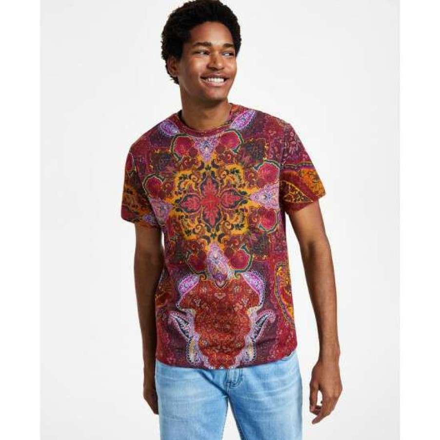 Men INC International Concepts | Flash Sale Inc International Concepts Men'S Ero Classic-Fit Short-Sleeve Paisley T-Shirt, Created For Macy'S Port