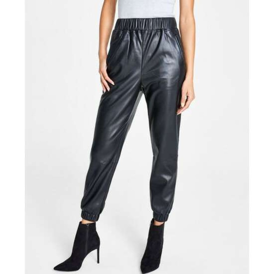 Women INC International Concepts | Cheap Inc International Concepts Petite Faux-Leather Jogger Pants, Created For Macy'S Deep Black