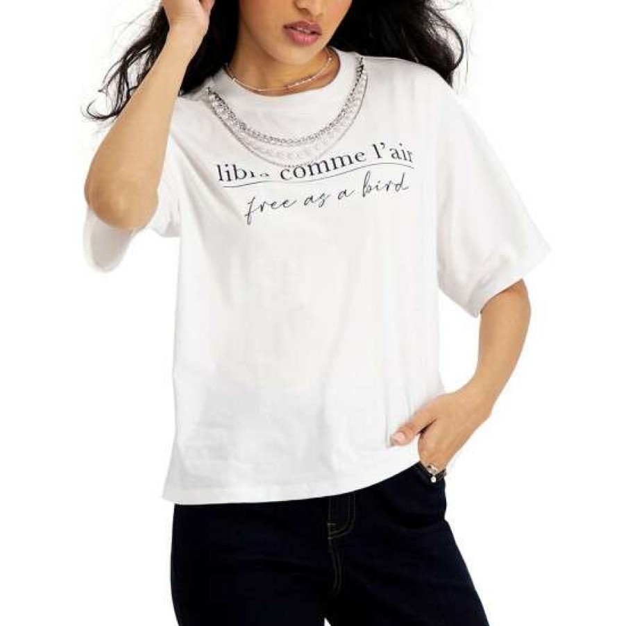 Women INC International Concepts | Cheap Inc International Concepts Women'S Short-Sleeve Necklace T-Shirt, Created For Macy'S Bright White