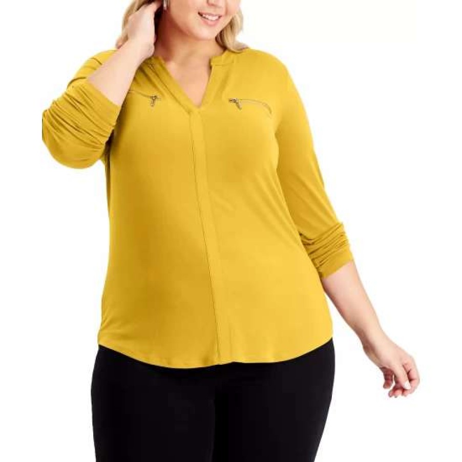 Women INC International Concepts | Best Deal Inc International Concepts Plus Size Zip-Pocket Top, Created For Macy'S