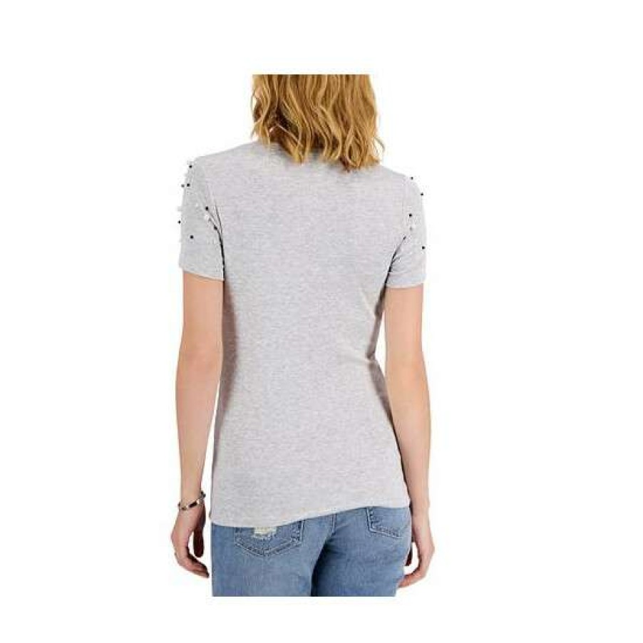 Women INC International Concepts | New Inc International Concepts Women'S Embellished V-Neck Top, Created For Macy'S Heather Belle Grey