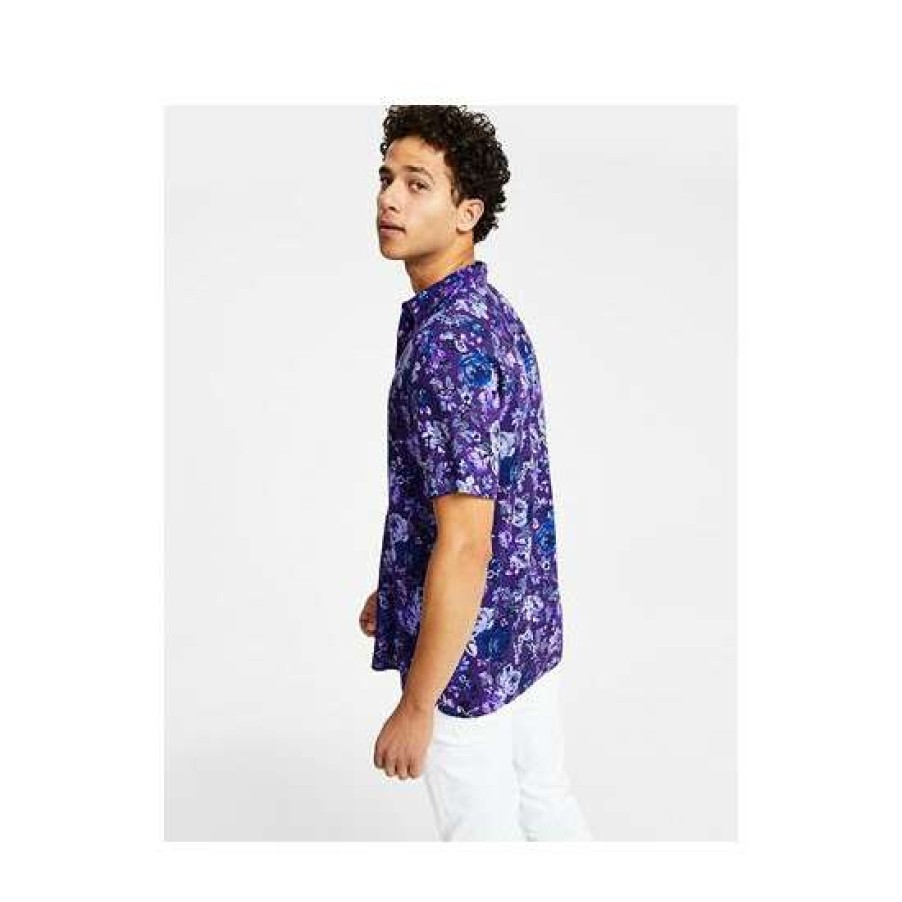 Men INC International Concepts | New Inc International Concepts Men'S Rosco Classic-Fit Floral-Print Button-Down Shirt, Created For Macy'S Deep Purple